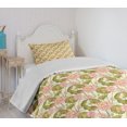 thumbnail image 4 of Ambesonne East Quilted Bedspread Set 2 Pcs, Exotic Foliage Butterfly, Twin Size, Pale Green Olive, 4 of 6
