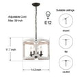 thumbnail image 5 of TOMIYA Pendant Light White Wood Drum Chandelier, 4 Light Rustic Traditional Kitchen Light Fixtures Ceiling Hanging, 5 of 7