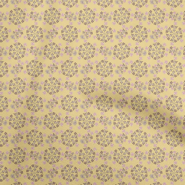 oneOone Cotton Poplin Yellow Fabric Floral Craft Projects Decor Fabric Printed By The Yard 56 Inch Wide