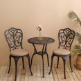 thumbnail image 4 of HOMEFUN Bistro Table Black Set, Outdoor Patio Set 3 Pieces Table and Chairs With Seat Cushion, Aluminium Leaf Carving Rust and Weather Resistant-Antique Bronze, 4 of 6