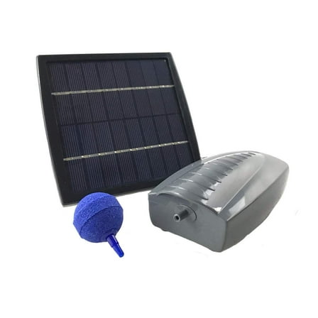 AEO Solar Powered Air Pump Kit: one Airing Stone, 2LPM Air Pump & 1.5W Solar Panel for Fish Pond, Aquaculture, Hydroponics, Bubbleponics