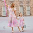 thumbnail image 2 of FYMNSI Toddler Dress Summer Floral Smocked Dress Mommy and Me Dresses Square Neck Matching Outfits Girl Clothes 2T, 2 of 9
