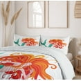 thumbnail image 6 of Underwater Duvet Cover Sets, Illustration of Red Haired Mermaid Romantic Imagination Theme, Bedding Set with 2 Duvet Covers & 4 Pillowcases, 2 Pack Queen Size, Dark Orange Turquoise, by Ambesonne, 6 of 7
