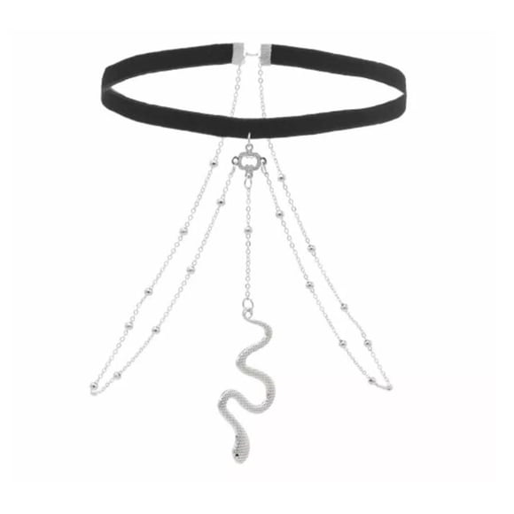 Cadena de pierna para mujer madiola Serpiente plateada