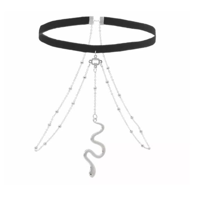 Cadena de pierna para mujer madiola Serpiente plateada