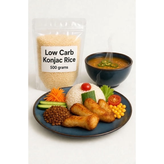 Dried Konjac Rice, 500 grams - Plant-Based, Quick-Cooking Rice Alternative, Pantry Staple for Stir-Fries, Gluten-Free, Keto, & Paleo-Friendly- 500 Grams