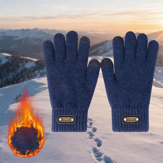 Winter Cycling Gloves Thermal Touchscreen Compatible Windproof Fleece Lined for Outdoor Sports Riding Skiing Hiking Running