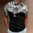 thumbnail image 2 of Keffiyeh Neck Scarf Men Zipper T-shirt Summer Casual Short Sleeve T-shirt Top, 2 of 7