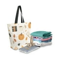 thumbnail image 2 of FORMRS Womens Canvas Tote Bag with Zipper Inner Pocket Shoulder Handbag, Beige Fall Pumpkin, 2 of 7