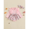 thumbnail image 2 of aturustex Infant Baby Girl 2 Piece Fall Outfits 0 3M 6M 12M 18M Newborn Ruffle Long Sleeve Romper Milk Cookie Print Bodysuits Dress Crew Neck Jumpsuit Girls Fashion Cute Casual Daily Clothes, 2 of 8