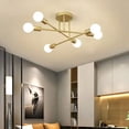 thumbnail image 3 of 6-Light Industrial Metal Semi Flush Mount Chandelier - Modern Ceiling Light Fixture (5 Colors Optional) for Bedroom, Dining Room, Living Room, Kitchen, Hallway, 3 of 8