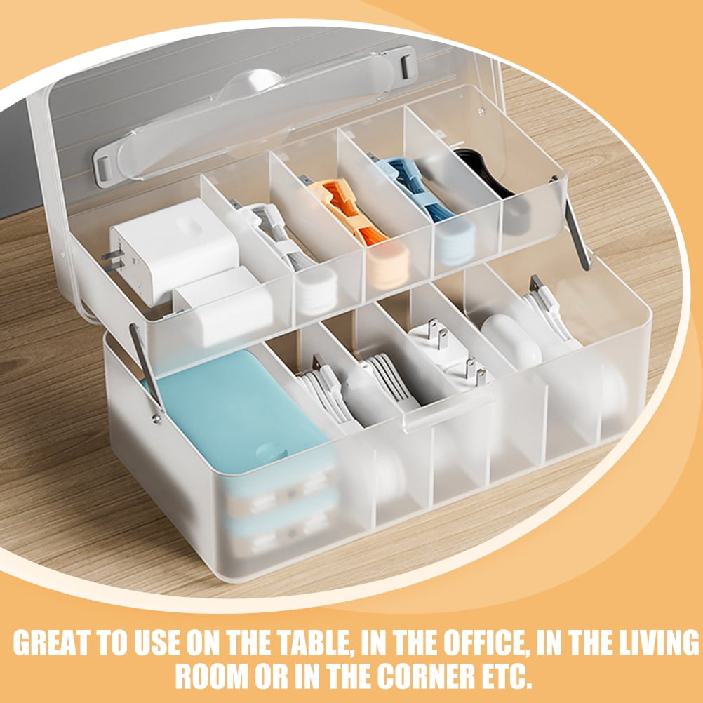 WHAMVOX Plastic Cord Organizer Compartment Cable Management Box Electronics Organizer Bin