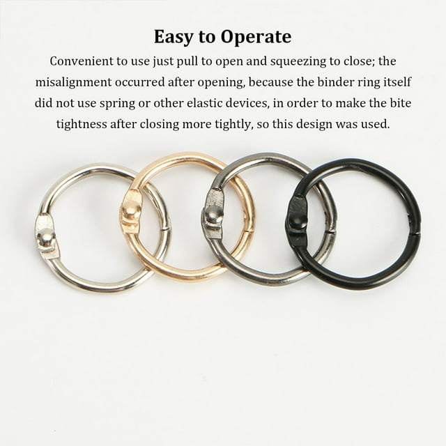 VONKY 50 Pieces Metal Binder Rings Circle Opening Albums Book Hoops Home School Cards Scrapbook Craft Office Binding Silver inner 25mm