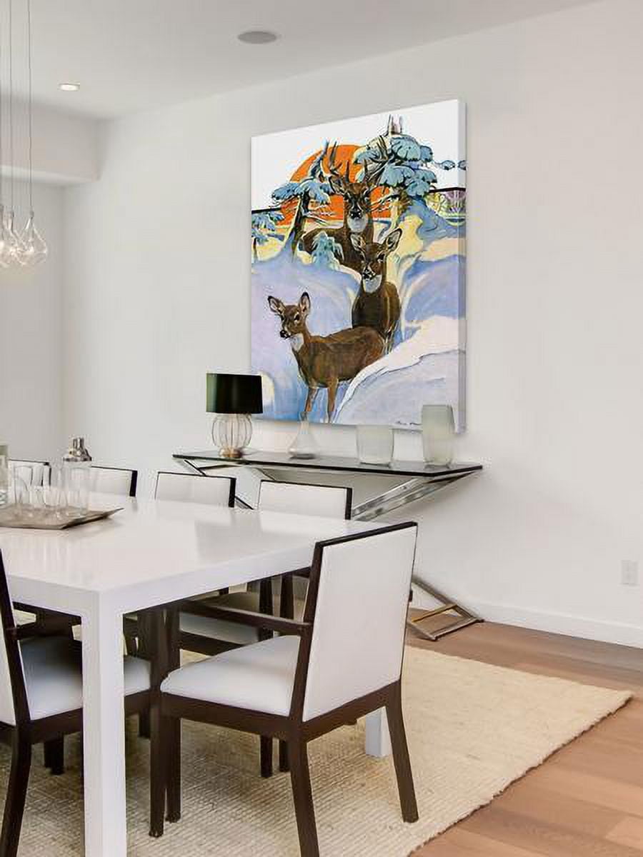"Snow Deer" Painting Print on Wrapped Canvas