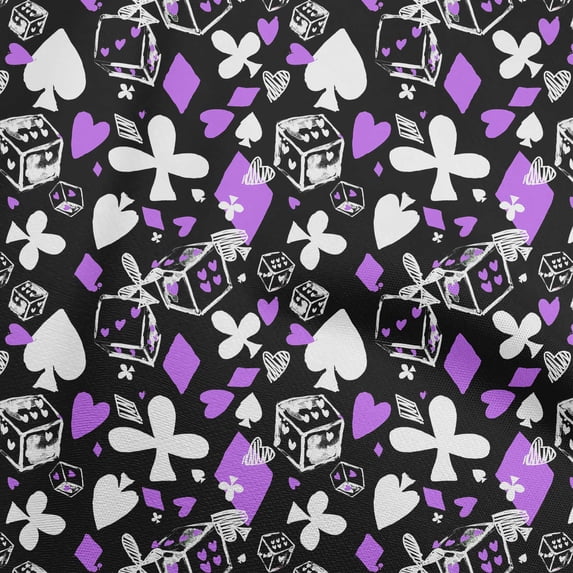 oneOone Cotton Poplin Purple Fabric Poker Card Dress Material Fabric Print Fabric By The Yard 56 Inch Wide