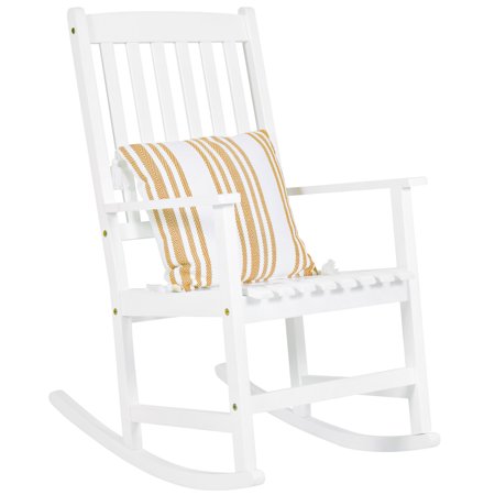 Indoor Wooden Rocking Chair Best Choice Products Indoor Outdoor Traditional Slat Wood Rocking Chair Furniture For Patio, Porch, Living Room - White ()
