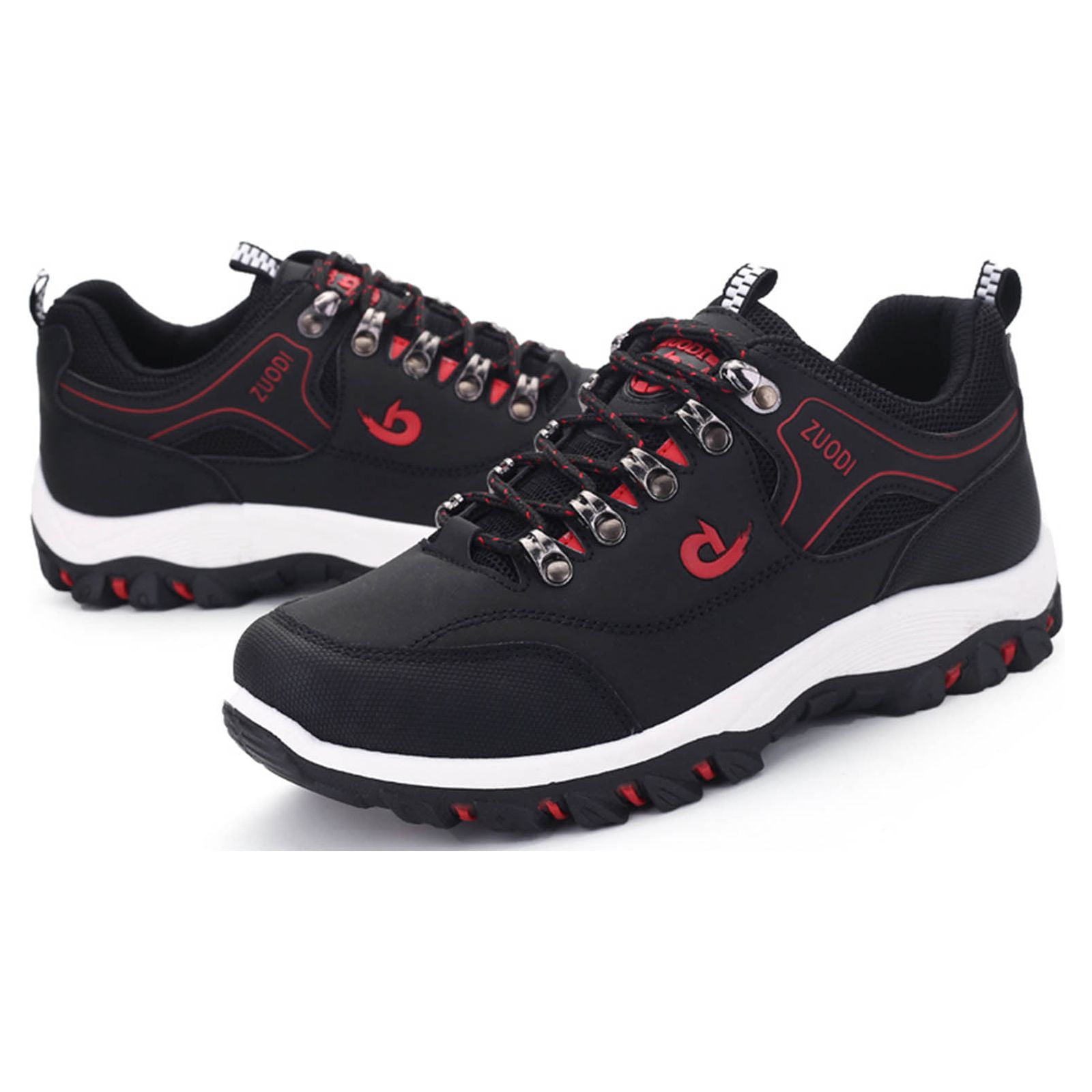 Dakaela Men's Hiking Shoes Waterproof Anti Slip Ankle Boots Hike Trekking Trails Running Oxfords Black 8.5