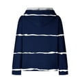 thumbnail image 5 of IROINNID Hoodie for Women Stripe Long Sleeve Drawstring Hoodie Casual Waffle Pullover Tops,Navy, 5 of 6
