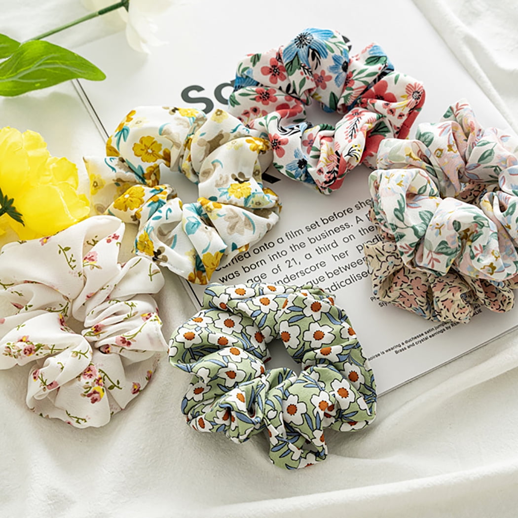 Flower hair scrunchies deals