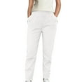 thumbnail image 3 of Simua Fashion Cargo Pants for Women Solid Color Stretch Waist Strap Pocket Button Zipper Straight Leg Pants, 3 of 7