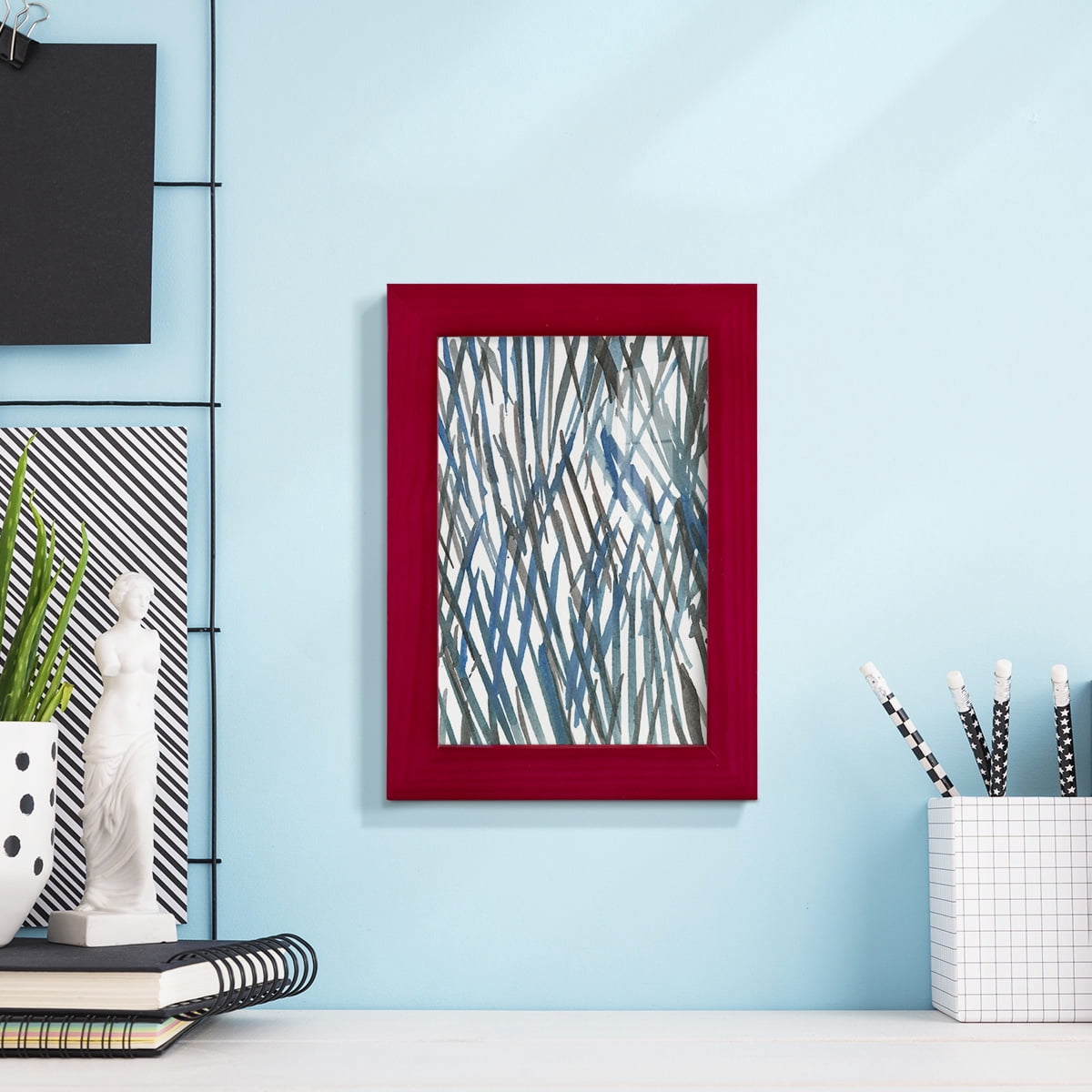 Blue Grass II - Framed Print w/glass - Cherry Red