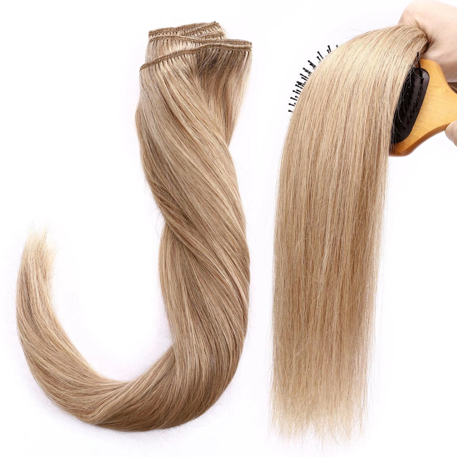 Benehair 100% Real Remy Human Hair Extensions Clip In Thick Double Weft Full Head 10"-24" Blonde Women Caramel Hair