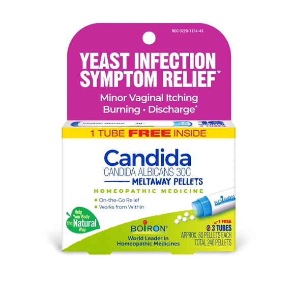 Boiron Candida Albicans 30C Bonus Pack, Homeopathic Medicine for Yeast Infection Symptom Relief, 240 Pellets