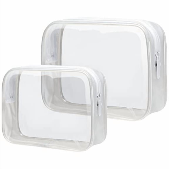 Clear Makeup Bag - 2 Packs TSA Approved Toiletry Bag for Women Quart Size Travel Bag TSA Approved,Clear Toiletry Bags for Traveling