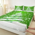 thumbnail image 3 of Manfei Green Christmas Tree Queen Sheet Sets, Christmas Snowflake Flat Sheet, Western Winter Festival Queen Fitted Sheet, Ultra Soft Home Decor, 4pcs, 3 of 7