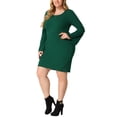 thumbnail image 4 of GRACE & GRANDEUR Robe de Soirée Grande Taille pour Femmes Col Rond Dentelle Manches Évasées Moulante Cocktail Mini Robes 4X Vert, 4 of 5