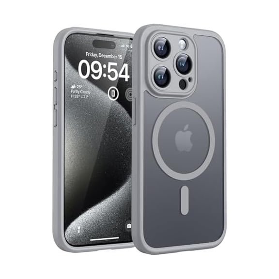 Eryueer Magnetic for iPhone 15 Pro Max Case, Upgraded Full Camera Protection, Compatible with Magsafe, Drop Protection, Translucent Matte Back Bumper Phone Cover 6.7-Inch(Gray)