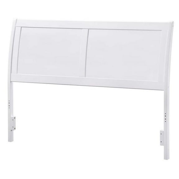 Leo & Lacey Modern Wood Full Sleigh Headboard with USB Charging Station in White