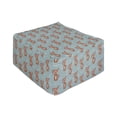 thumbnail image 1 of Cartoon Rectangle Pouf, Orange Tiger Animal Zoology Leaves Ornaments Themed Layout, Under Desk Foot Stool for Living Room Office Ottoman with Cover, 25", Burnt Sienna and Pale Teal, by Ambesonne, 1 of 4