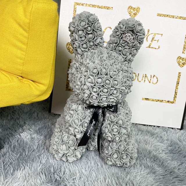 Simulation Rose Bunny, Valentine's Day Simulation Rose Bunny Cuddle Bunny Birthday Gift Foam Bunny