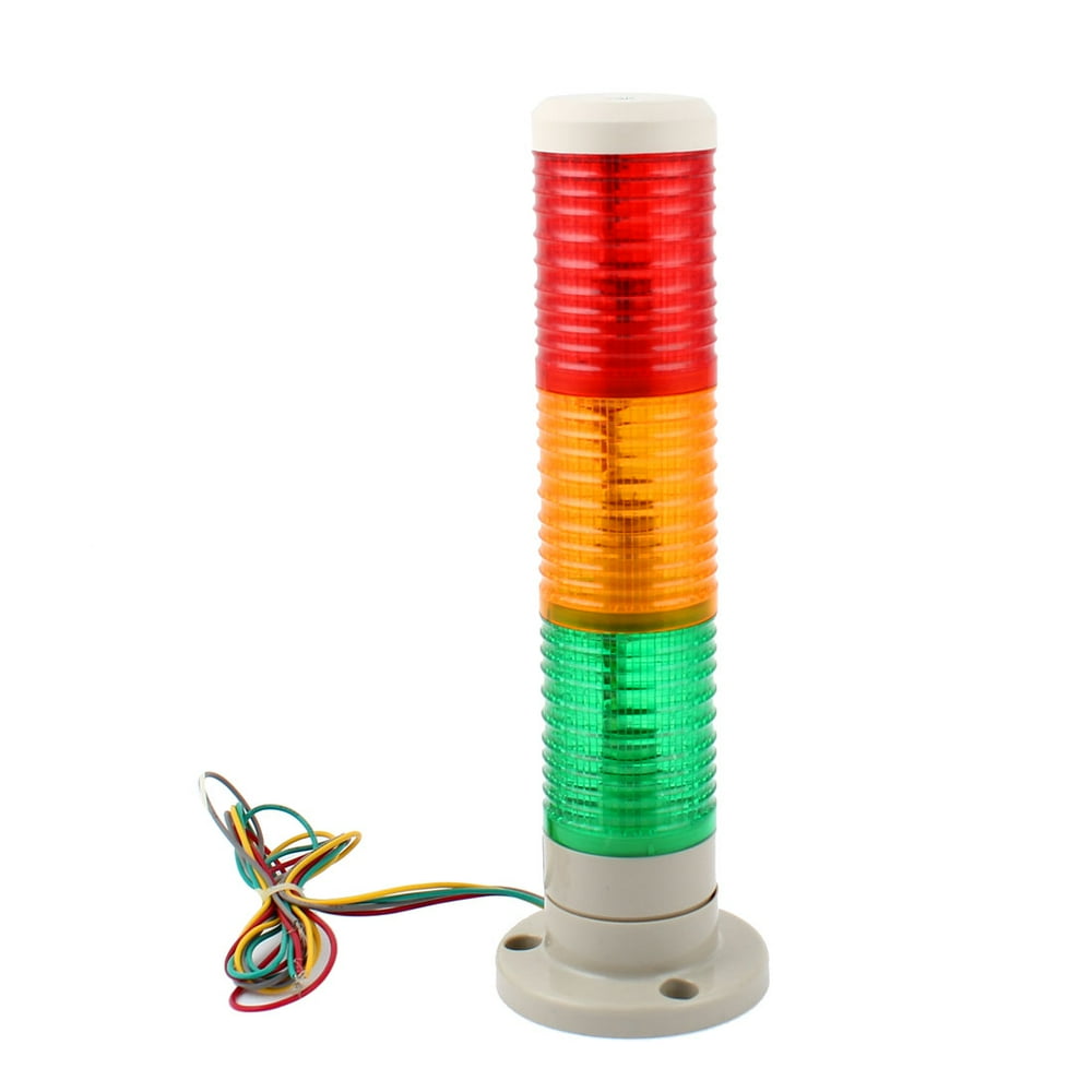 Unique Bargains DC 24V Industrial Red Green Yellow Signal Tower Lamp Warning Stack Light
