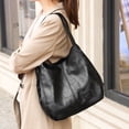 thumbnail image 1 of Bolso de hombro de cuero con estilo, bolso de es y ñas, para viajes de cosméticos Negro Colcomx Bolsos de hombro para mujer, 1 of 8