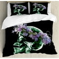 thumbnail image 1 of Xray Flowers Duvet Cover Set King Size, Human Skull and Skeleton with Purple Tones Floral Wreath Science Psychology, Decorative 3 Piece Bedding Set with 2 Pillow Shams, Multicolor, by Ambesonne, 1 of 3