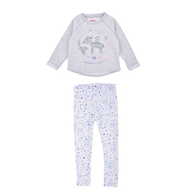 Set de 2 Piezas en Algodón Hipoalergénico, Sudadera y Leggins Baby Creysi Gris Jaspe 3 Años
