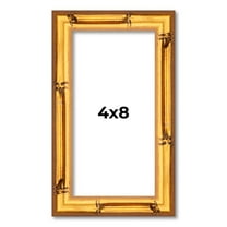 4x8 Frame Gold Bamboo Solid Wood Picture Frame | 1 Inch Moulding Width | Interior Frame Depth 0.75