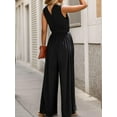 thumbnail image 3 of SANOPY Women's Casual Elegant Sleeveless Jumpsuit Wrapped V Neck Dressy One Piece Romper Outfits Pleated Design, 3 of 6