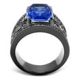 thumbnail image 3 of IP Light Black (IP Gun) Stainless Steel Ring with Top Grade Crystal in Sapphire for Women Sapphire Stone Color Style TK2607 Size 7, 3 of 4