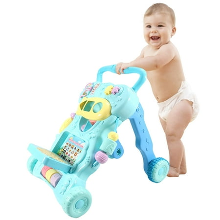 Stand Learning Walker - Baby Sit to Stand Walkers Toy Kids Activity Play Center With Musical Learning Push Walker For Infant Boys Girls
