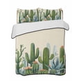 thumbnail image 2 of Green Cactus Full Size Down Alternative Comforter, Lightweight Comforter Quilt Bedding Set with Pillow Shams Watercolor Summer Botanical Beige All Seasons Bed Comforter Duvet Insert 78"x90", 2 of 7