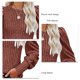 thumbnail image 5 of Top de cuello redondo para mujer, Top de manga larga abombado de Color puro suave y cómodo a la moda para oficina diaria Color caramelo XL, 5 of 6