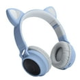 thumbnail image 4 of Auriculares con orejas de gato, luz LED 3D, inalámbricos, Bluetooth 5.0, plegables, con micrófono, color gris y azul, 4 of 12