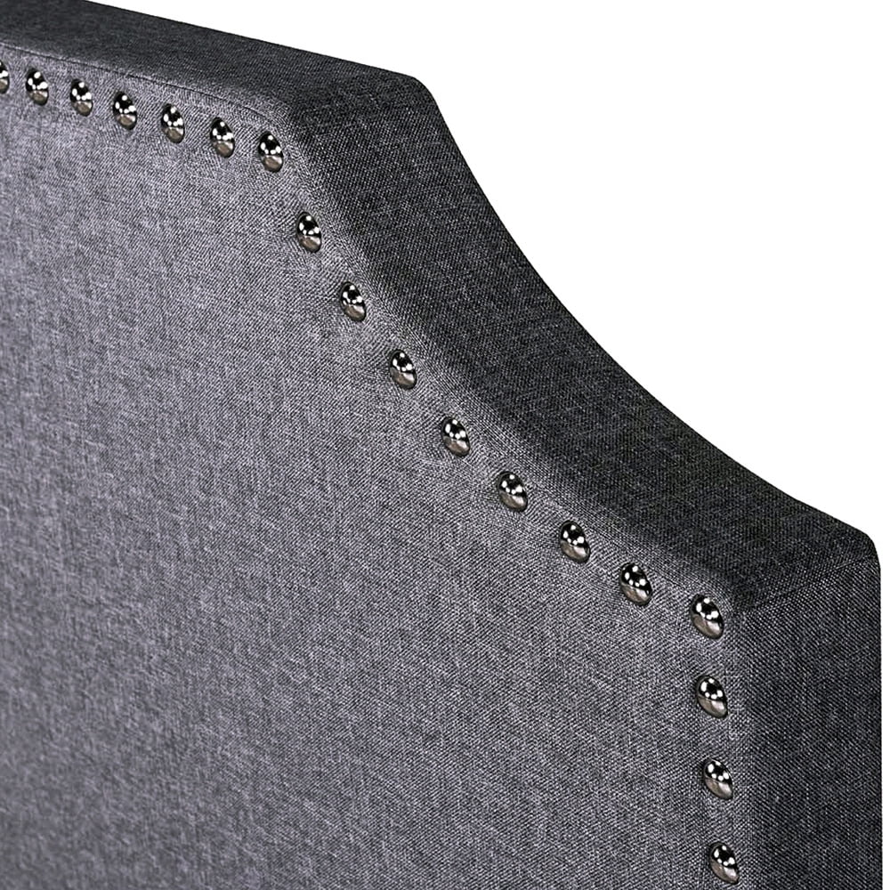 Kepooman Upholstered Platform Bed Frame with Light Grey Fabric Nailhead Trim Headboard and Wood Slats - King Size - Dark Grey Kepooman Upholstered Platform Bed Frame with Light Grey Fabric Nailhead Trim Headboard and Wood Slats - King Size - Dark Grey