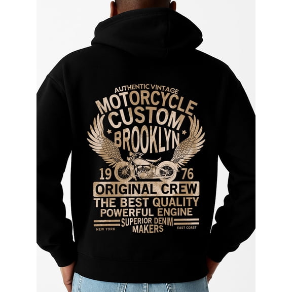 Motorcycle Crew graphic hoodies for men machine washable black Regular Fit, Everyday Comfort, Comfortable Casualwear, Urban Style, vintage Funny Unisex Shirt Printed tshirts