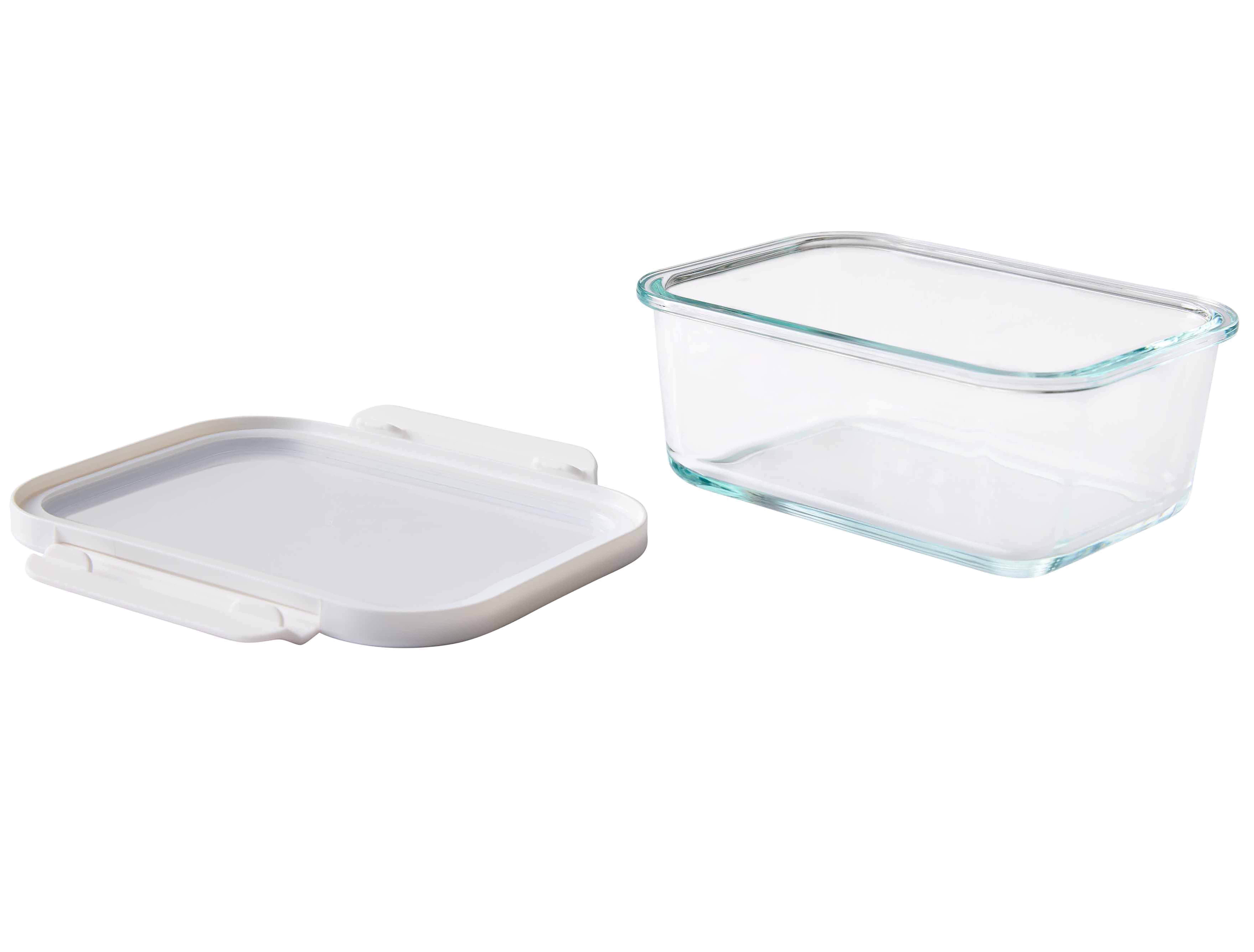 Better Homes & Gardens 2 Pieces 4 Cup Rectangle Glass Food Storage Container with Tritan Lid, Set of 1, 2 Pieces
