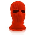 thumbnail image 2 of Winter Thermal Knit Balaclava Face Mask, Two Eye Cutout Thick Rib Weave Warm Stretch Windproof Full Face Protective Headwear for Ski Snowboard Running Saffron One Size, 2 of 3