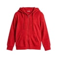 thumbnail image 5 of Mooqilaa Girls Zip up Hoodies, Spring Fall Knitted Casual Long Sleeve Lightweight Outerwear Red Size 15-16 T, 5 of 5